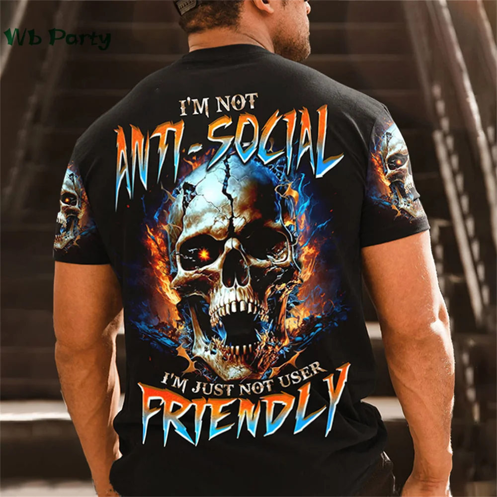 Skull Pattern Back Print Clothes Men Graphic Tees Men's Summer Clothes Designer Clothes Men Short Sleeve Tee Skull Graphic Tees