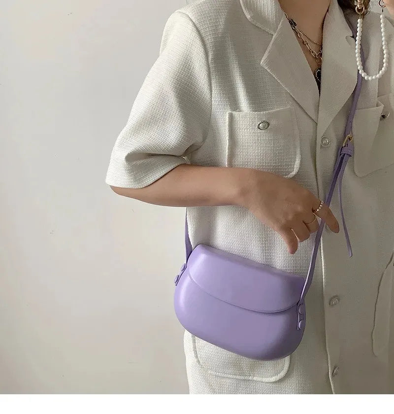 Candy Color Women's Saddle Shoulder Bag Casual Portable Female Small Clutch Handbags Sweet Fashion Ladies Purse Crossbody Bags