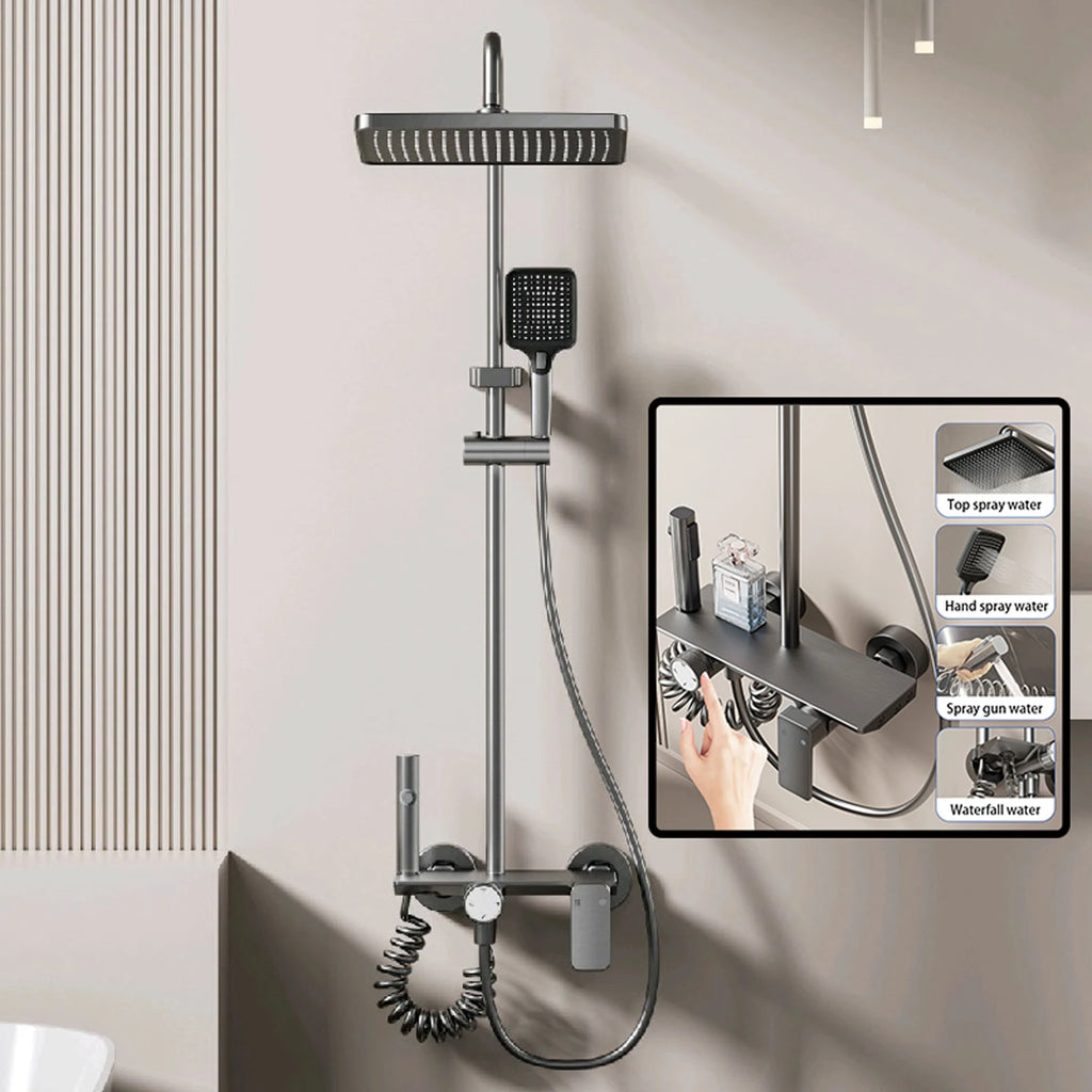 Modern Various Bathroom Shower Set Wall Mounted Aluminum Rainfall Shower Faucet Set Bathtub Showers Full Kit