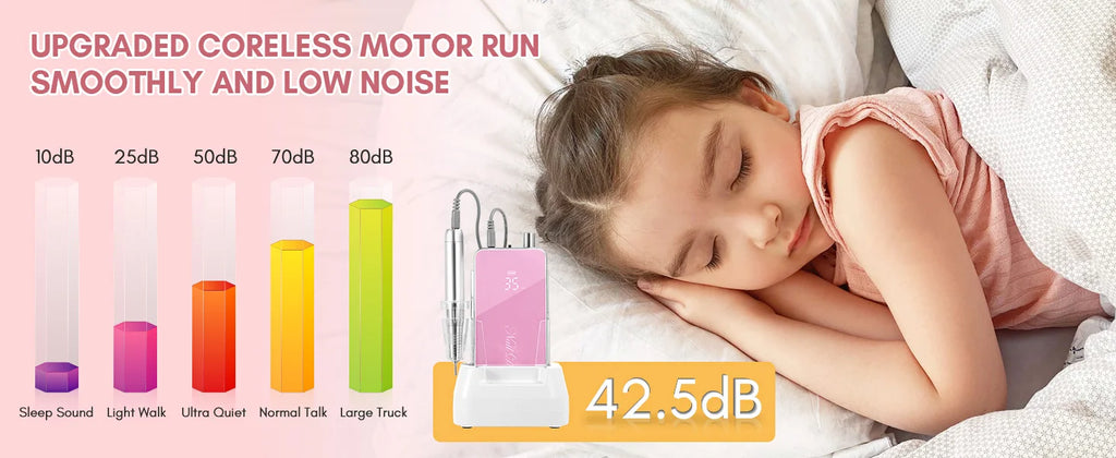 Professional Nail Drill, Nouvella 35000RPM Electric Nail Filer Machine with Coreless Motor Rechargeable Efile for Nails Gel