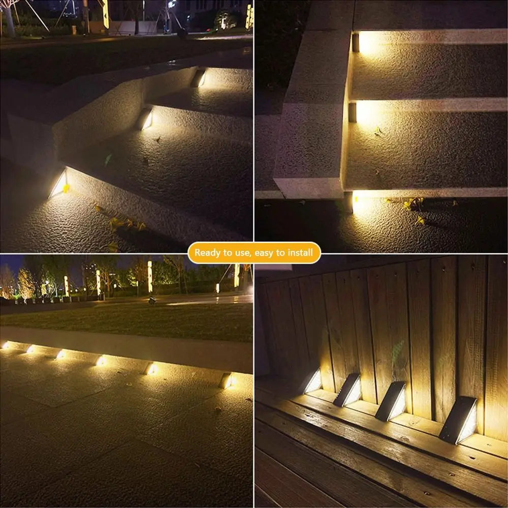 Triangle Solar Step Lamp Warm Light Garden Decoration Stair Light Atmospheric Ornament LED Outdoor Floor Light Garden Path