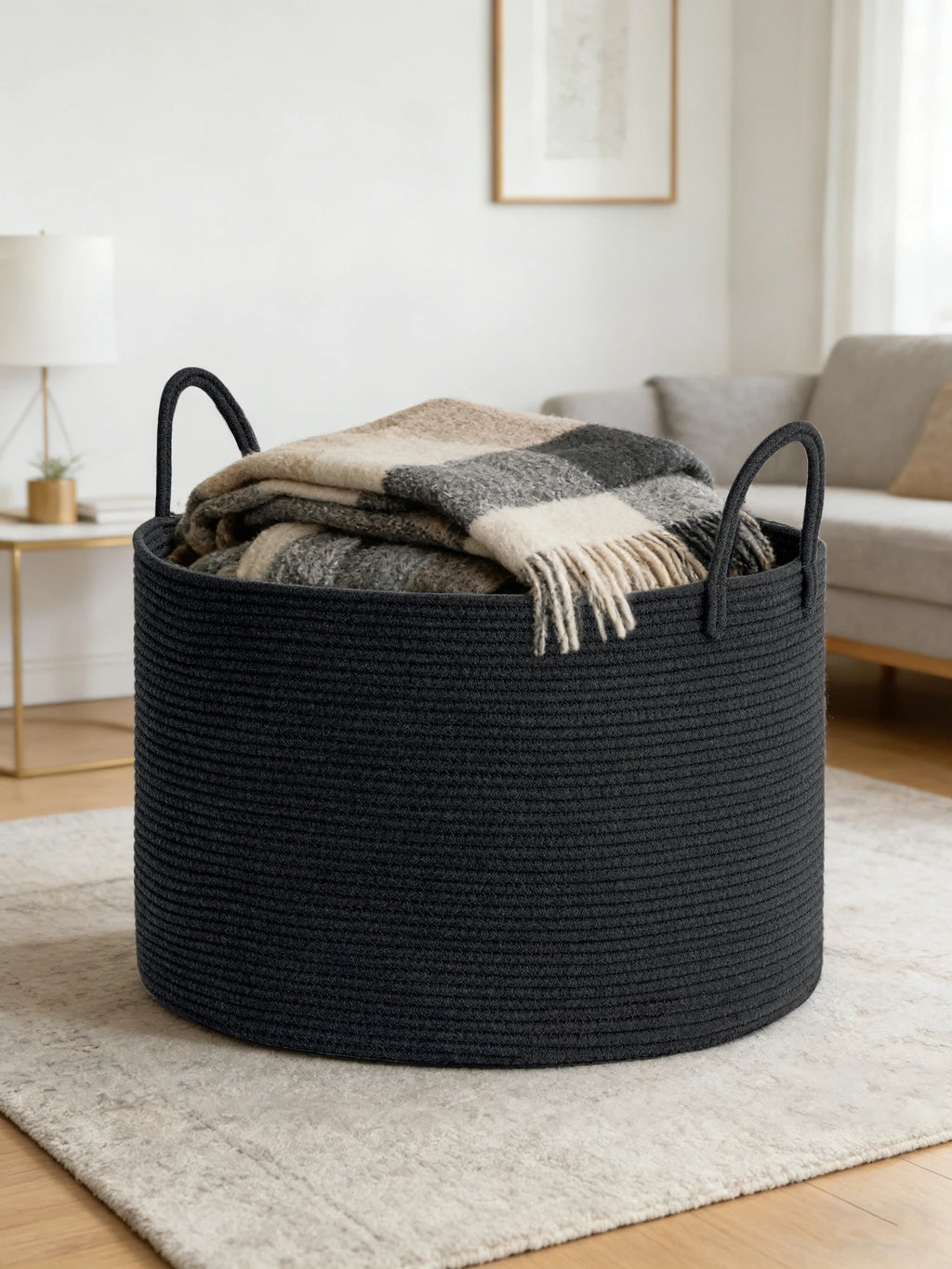 Extra Large Storage Basket, 70L Woven Blanket Storage for Living Room, Round Basket for Clothes, Big Laundry Hamper