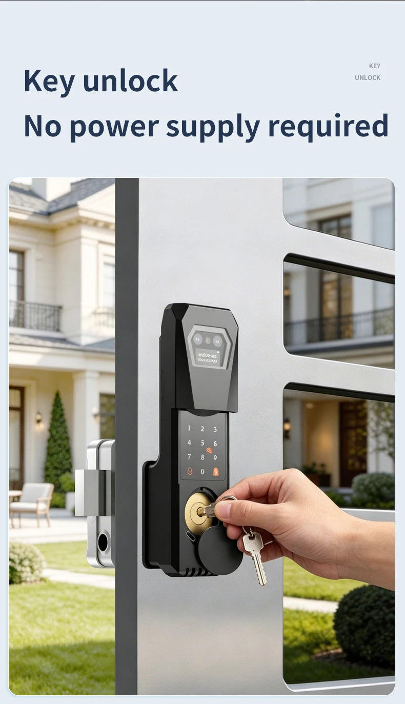 Waterproof Tuya Wifi Smart Lock with 3D Face Recognition Intercom 13 Languages Voice Prompt Display Fingerprint Passcode IC Card