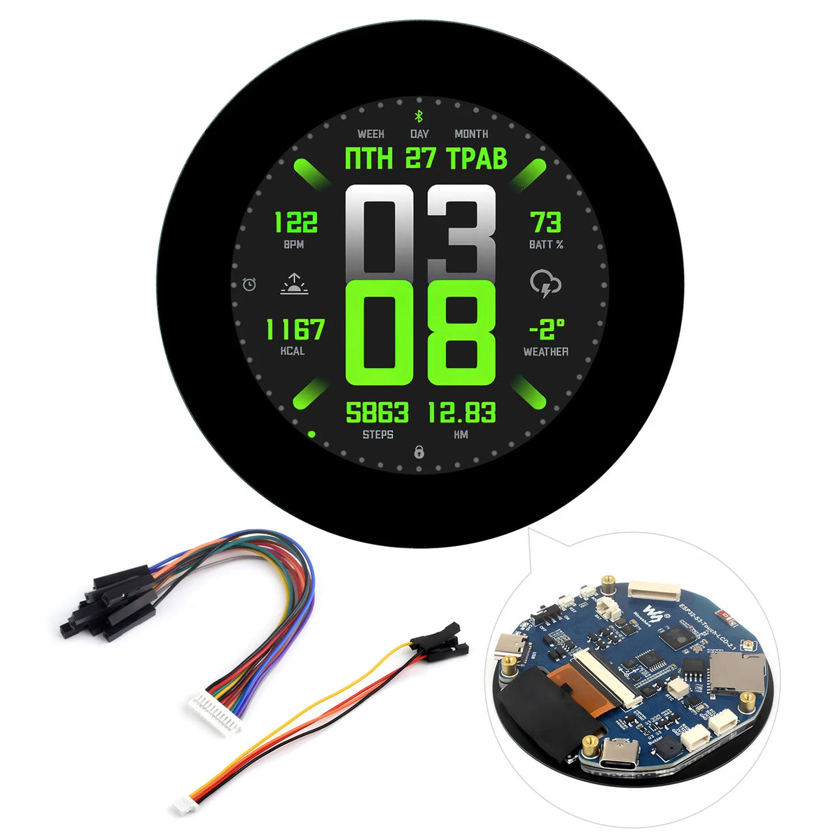 Waveshare ESP32-S3 2.1inch Capacitive Touch Round Display Development Board, 480×480, IPS, Supports WiFi & Bluetooth, 262K Color
