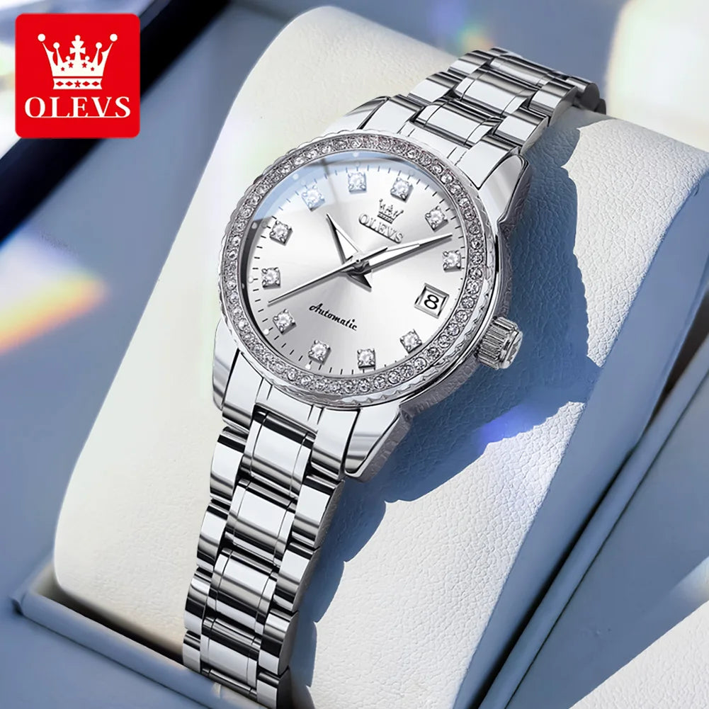 OLEVS Automatic Mechanical Watch for Ladies Auto Date Top Brand Business Luxury Women Watch NEW 7003