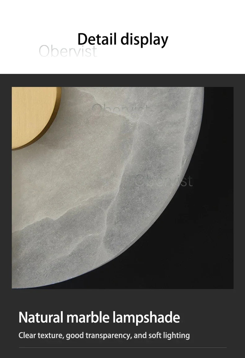 Modern Luxury Creative Marble Wall Light - Alabaster Marble Wall Sconce for Bedroom Bedside Living Room Aisle Indoor Decor