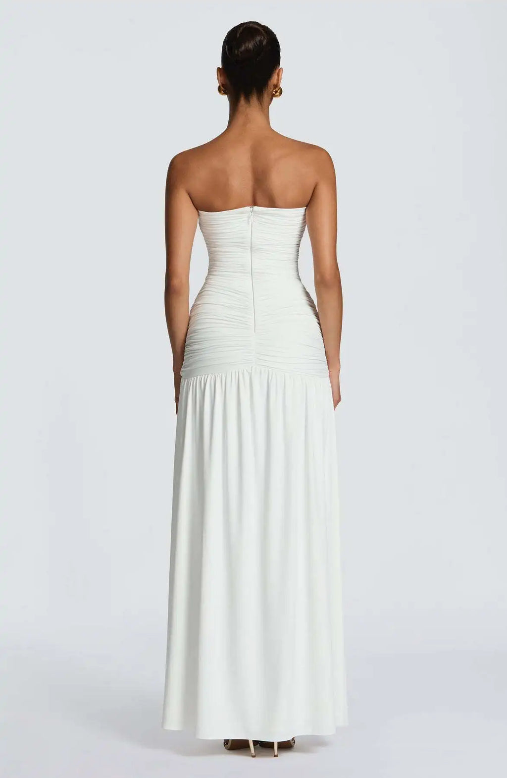 Elegant Lady Solid Maxi Dress Sleeveless Off Shoulder Deep V-neck High Split Pleated Satin Gown 2026 Women New Dinner Party Wear