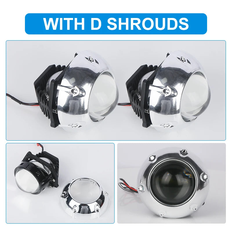 2PCS 3 Inch Bi LED Projector Headlights Lenses for Hella LED Lights Projector 3000W 32000000LM Diode Headlamp Car Accessories