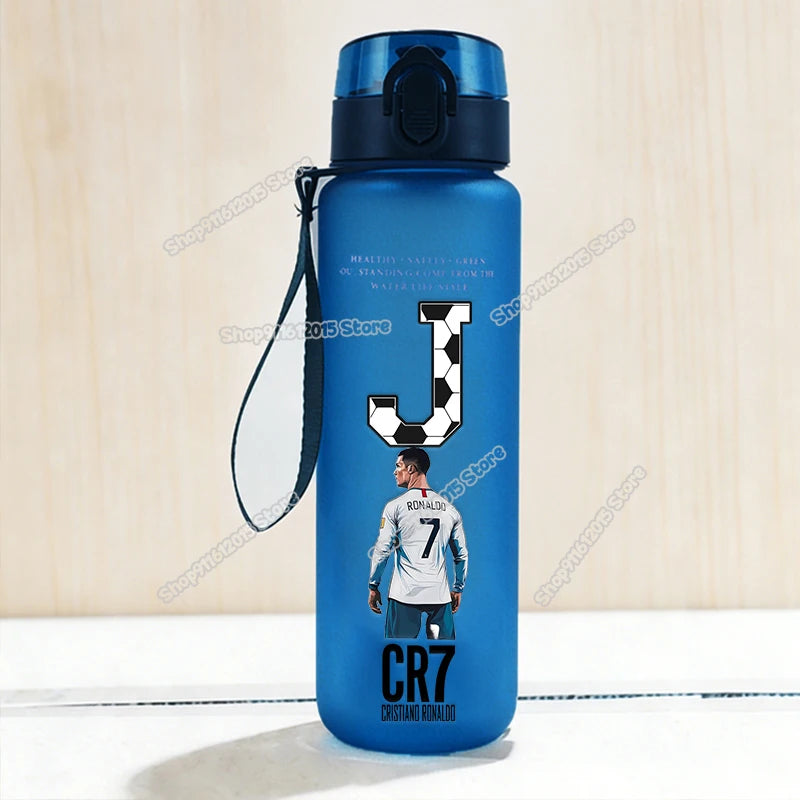 650ml CR7 Ronaldo Water Bottle Soccer Star Letter A-Z Children Outdoor Drink Bottle School Kids Straw Cup Boy Girl Sport Jugs