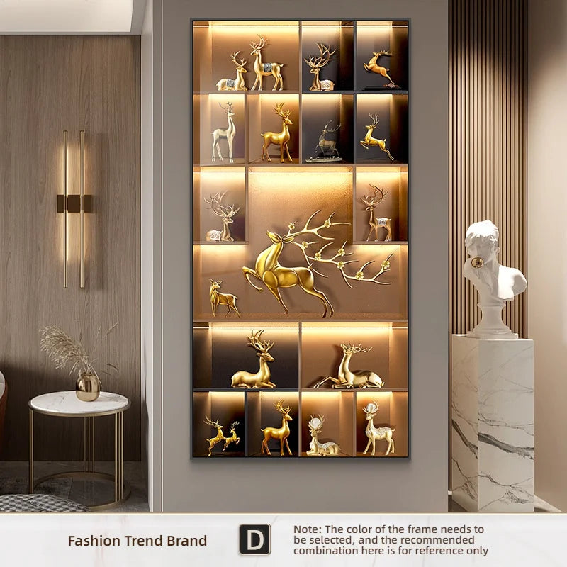 Modern Light Luxury Entrance LED Decorative Painting Home Decoration Living Room Bedroom Sofa Background Corridor Mural Light