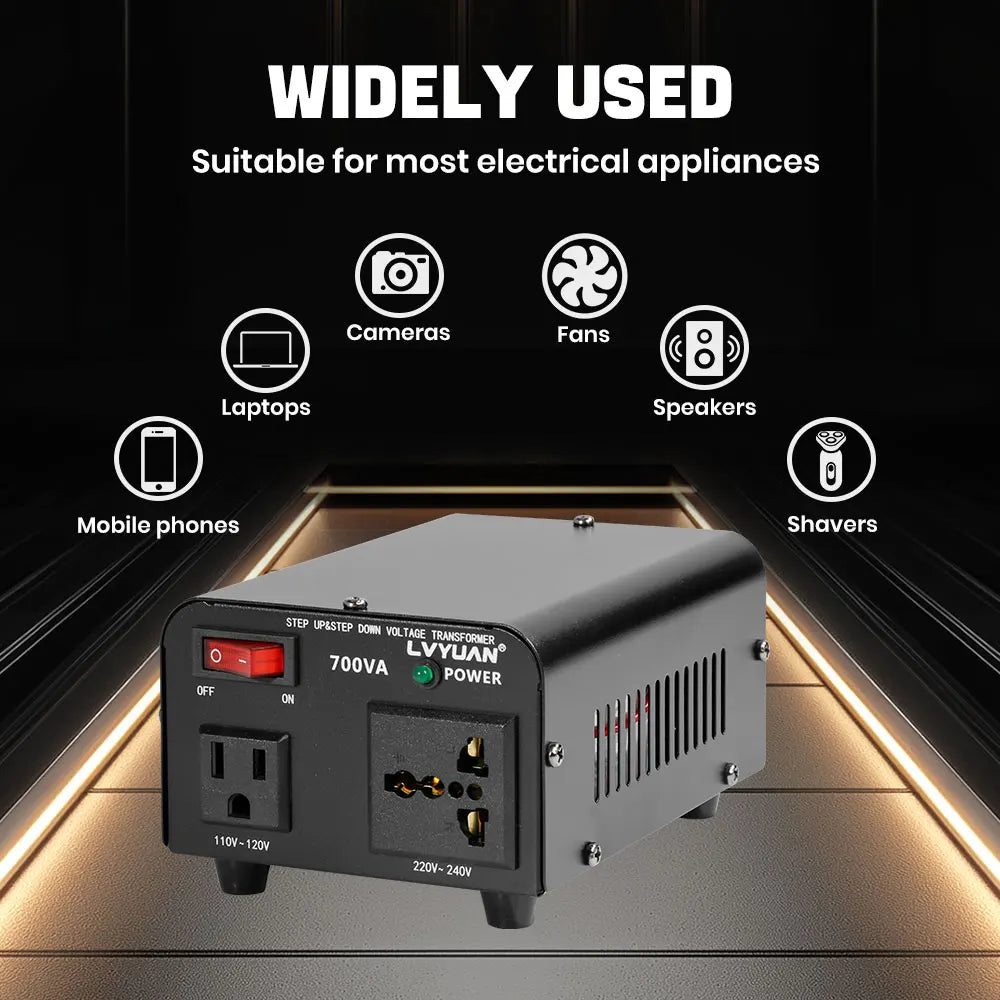 LVYUAN 700VA‑6000VA Heavy Duty Step Up Down Voltage Transformer, 110V/120V to 220V/230V, US EU Socket for Overseas Electrical Equipment