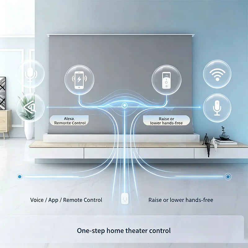 Motorized Floor Rising ALR Acoustic Transparent Projector Screen, 8K High Contrast Perforated Short Throw Home Theater Screen