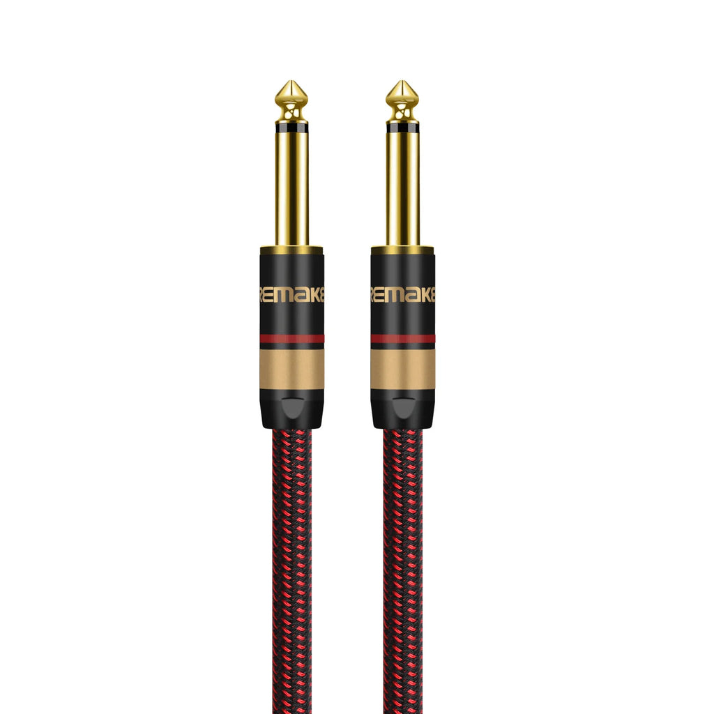 DREMAKE Premium 6.5mm to 6.5mm Guitar Audio Cable Mono 6.35mm Quarter Inch Male to Male Instrument Patch Cord for Bass E-Piano