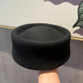 Women Berets Hat Fashion Fall Winter Vintage Concave Top Pillbox Cap 100% Wool Fedoras Hats Wedding Designer Western Church Hat
