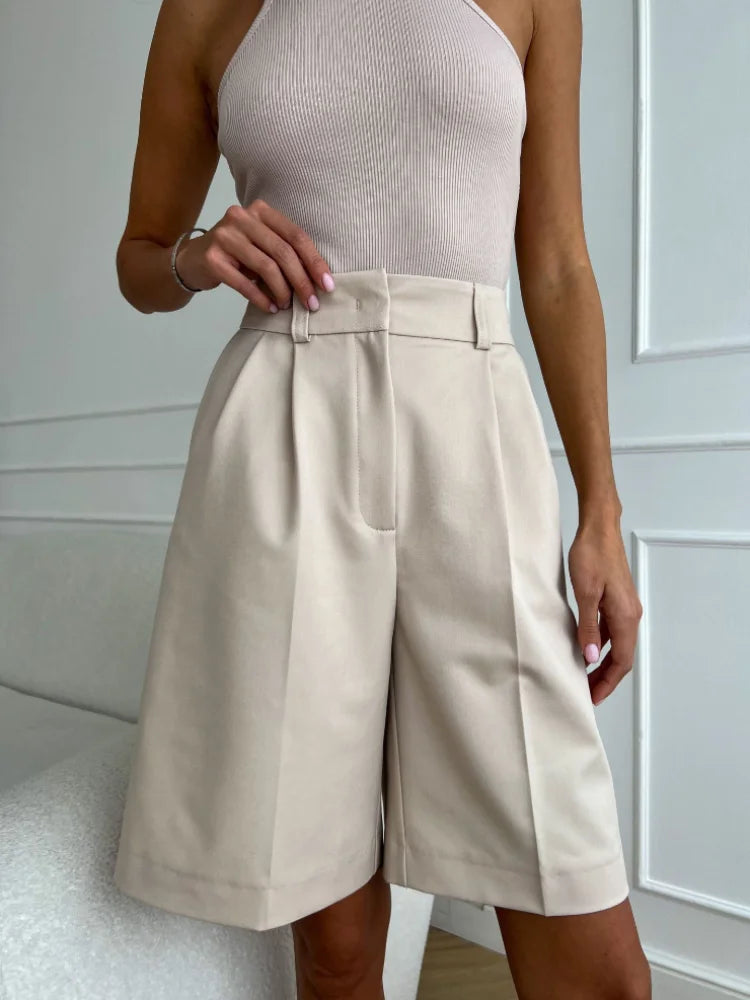 Summer New High Waist Shorts for Women Casual Loose Wide Leg Solid Shorts Female Short Pants Y2k Booty Shorts