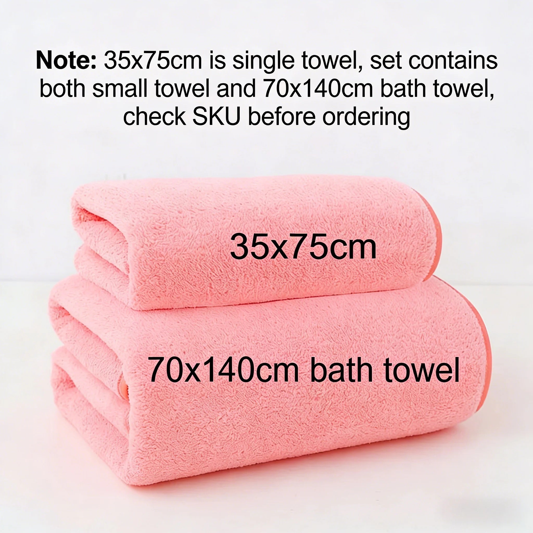 Coral Fleece Thickened Towel and Bath Towel Set, Solid Color, Soft and Absorbent, Suitable for Home Gym Face Washing Towels