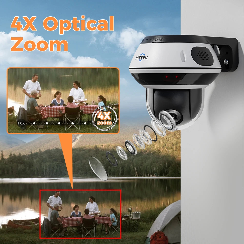 Hiseeu 6MP Vandalproof POE IP Audio Camera 4X Optical Zoom Outdoor Video CCTV Security Surveillance Dome Cameras Onvif H.265