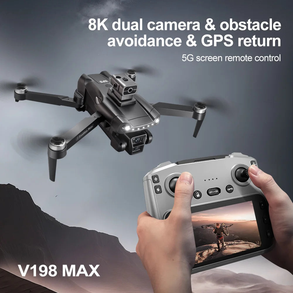Original V198MAX Drone 8K Profesional FPV Brushless Laser obstacle avoidance Aerial Optical Foldable Quadcopter Mini 4K Dron