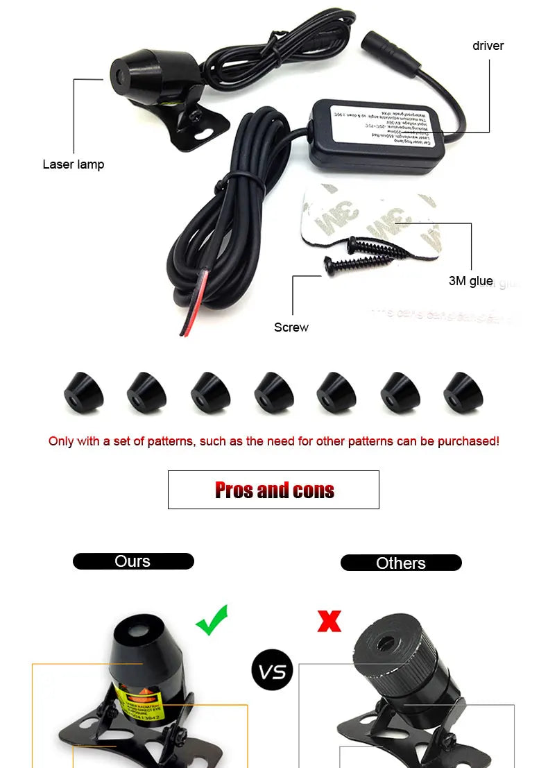 led projector Car laser Fog Light Motorcycle Anti Collision Rear-end Laser Tail Lights Brake Light Universal Decorative Lamp