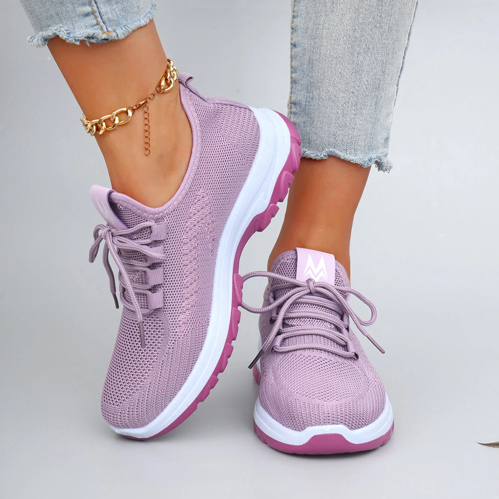 Spring and Autumn New Women's Casual Lace-Up Sneakers, Comfortable, Breathable, Lightweight and Wear-Resistant Sports and Casual Shoes