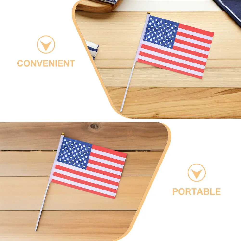 15Pcs Portable Mini Usa Flags 14x21cm Handheld American Stick Flags Lightweight Fade Resistant for Parades Ceremonies Outdoor