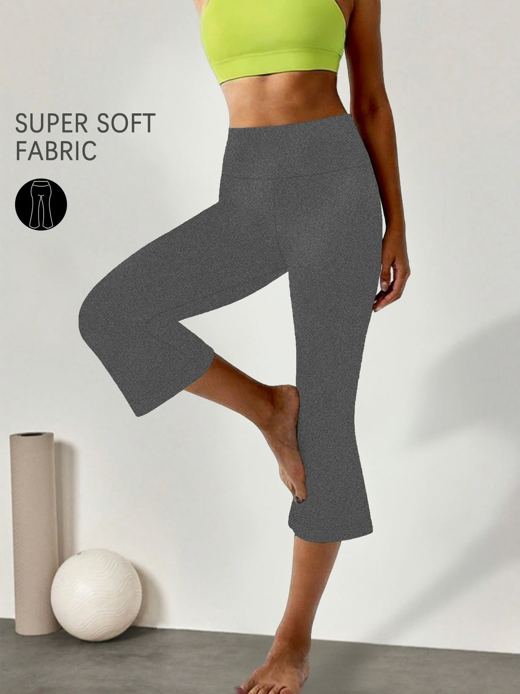 High Waisted Capri Pants For Women,Super Soft Tummy Control Flare Leggings,Workout Running Yoga Athletic Leggings