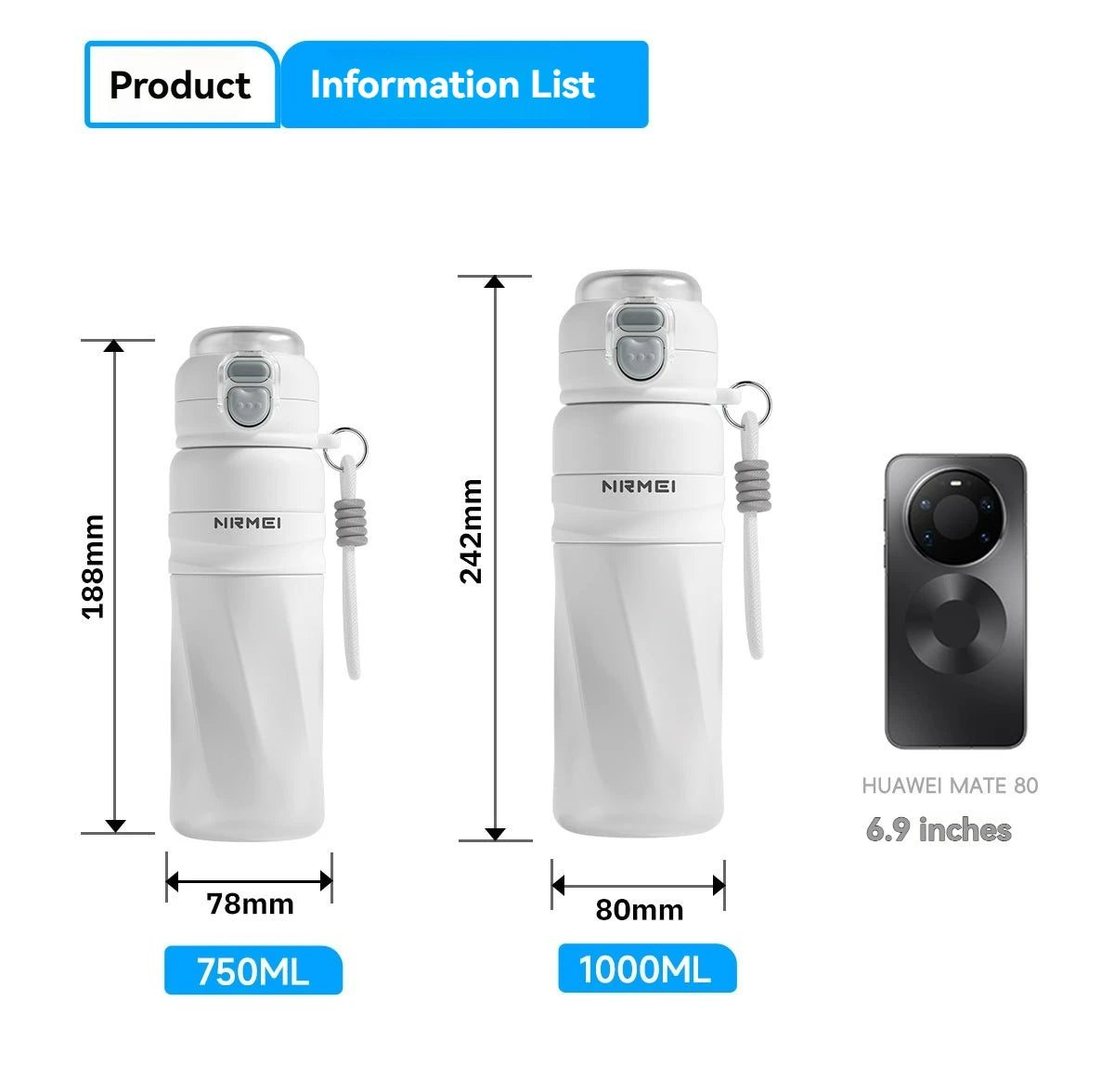Large Capacity Spray Water Bottle Sports Gym Plastic Cup Portable Summer Drinking Scale Creative Student Gift Outdoor