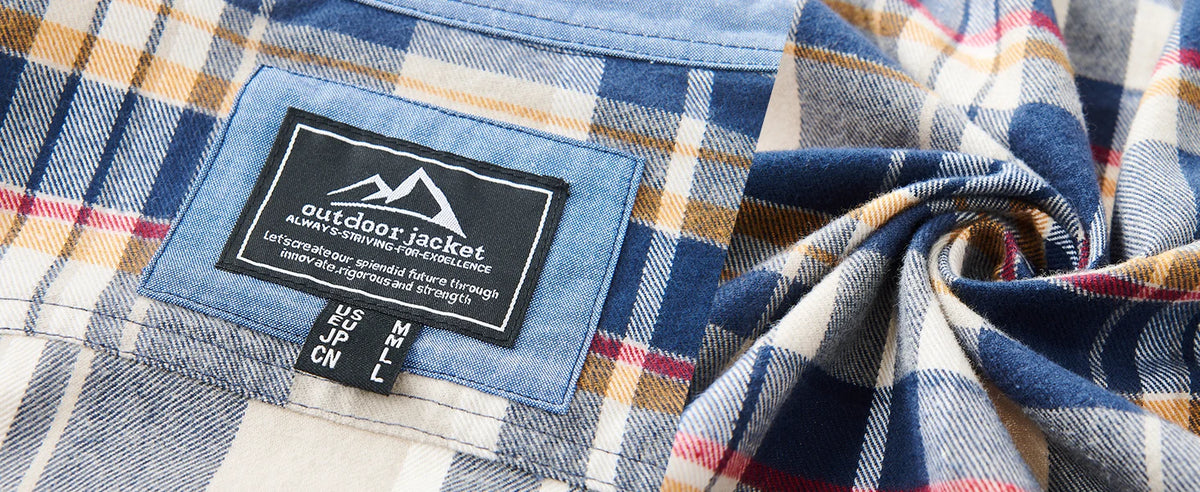 MAGCOMSEN Autumn Windproof Men's Flannel Shirt Warm Long Sleeve Casual Plaid Shirts with Two Chest Pockets