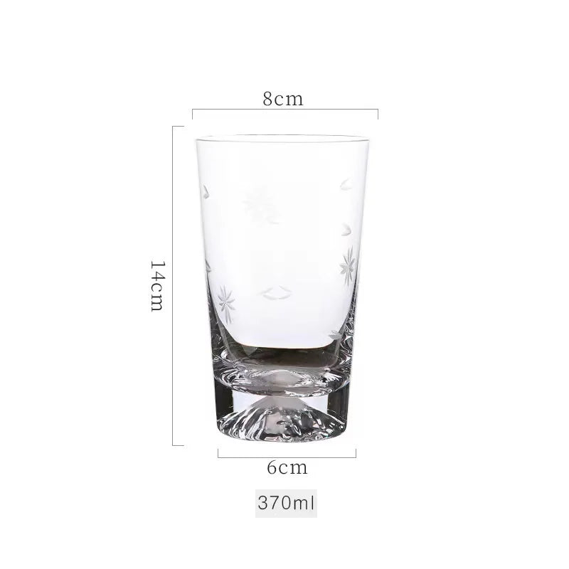 Transparent Snow Peak Tumbler,Fuji Mountain Whiskey Glass,Modern Whisky Drinking Glass，Luxury Scotch Glass,Artistic Rock Glass