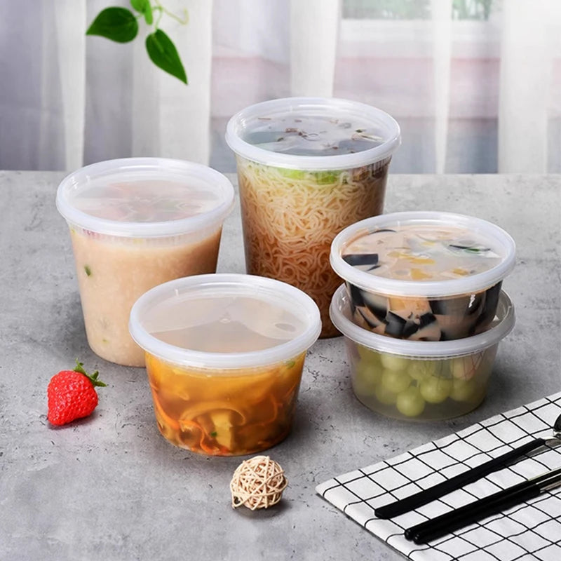 10Pcs Food Storage Box With Lid Clear Food Grade BPA-Free Freezer Microwave Safe Meal Prep Deli Takeaway Food Packing Container
