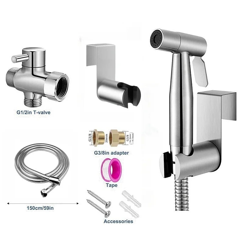 Handheld bidet spray kit with 3-way valve(G1/2 "-3/8")·used for toilet cleaning and personal hygiene