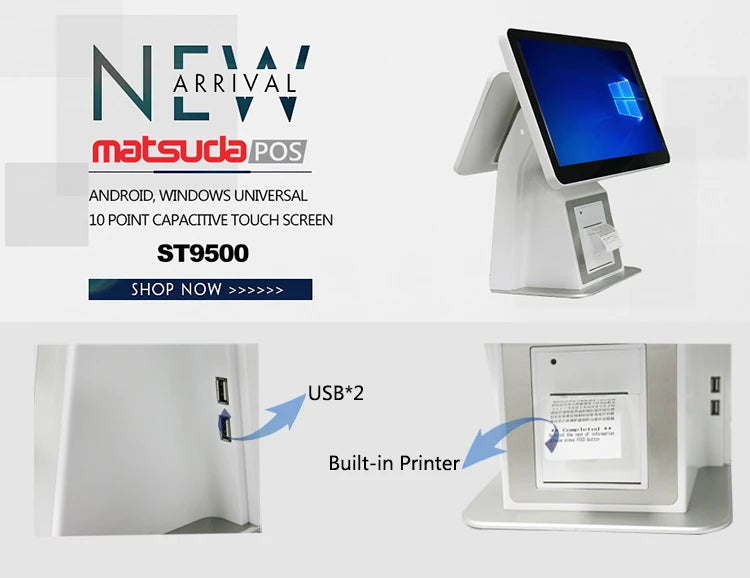 2026 High Quality 15.6" Dual Touch Screen Cash Register All In One POS System