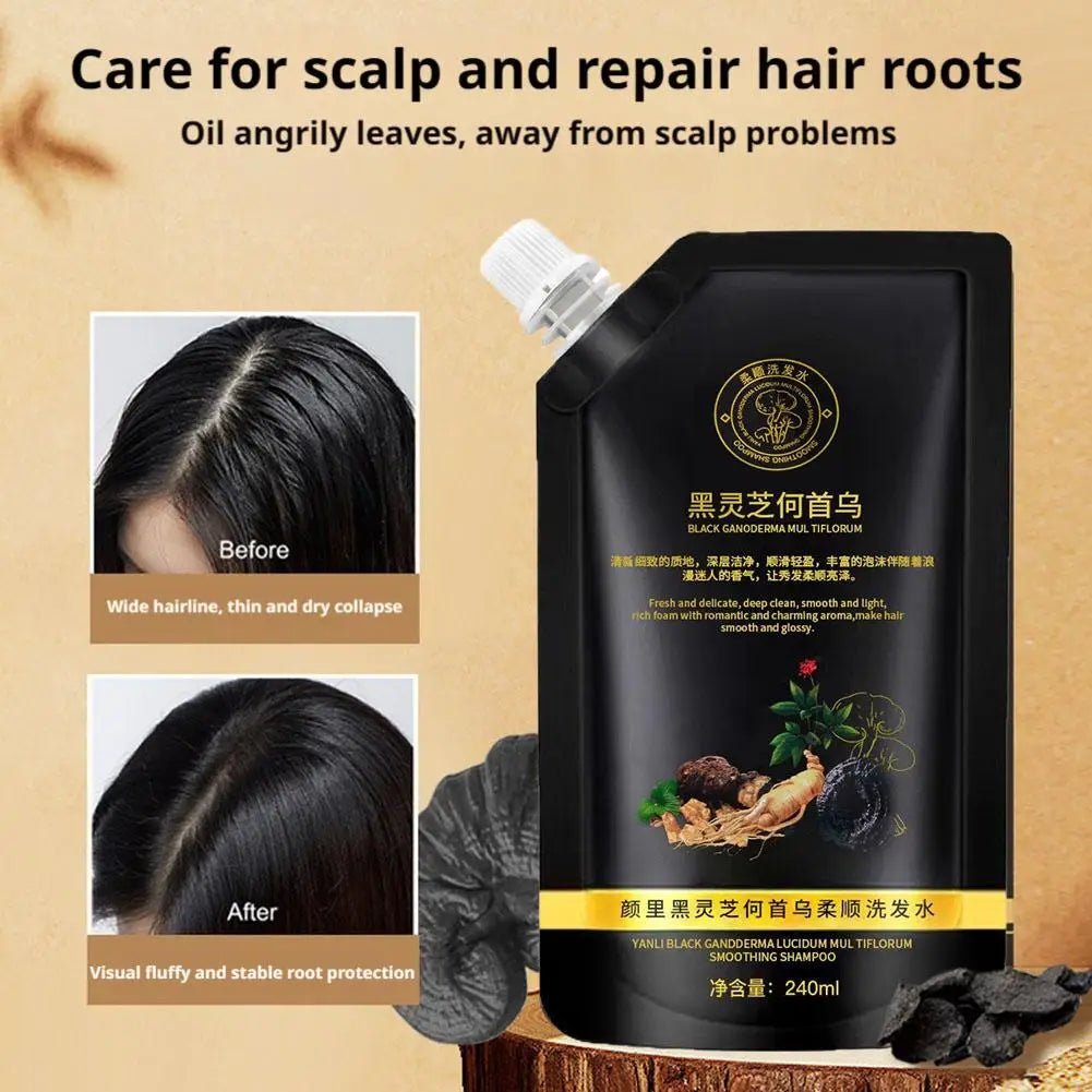 Black Reishi And Polygonum Shampoo Root Activator Shampoo for Men & Women Strengthening & Volumizing for Fuller-Looking Hair