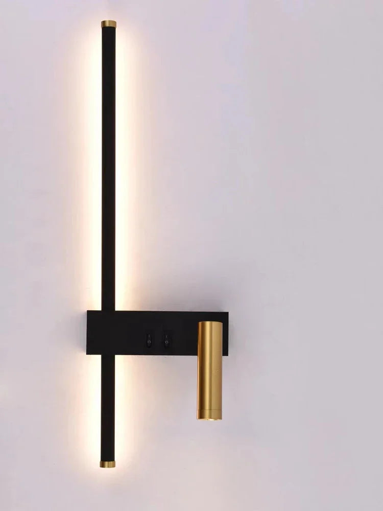 Reading and switching simple wall lamp bedroom bedside lamp Nordic 2023 master bedroom line background wall lamp