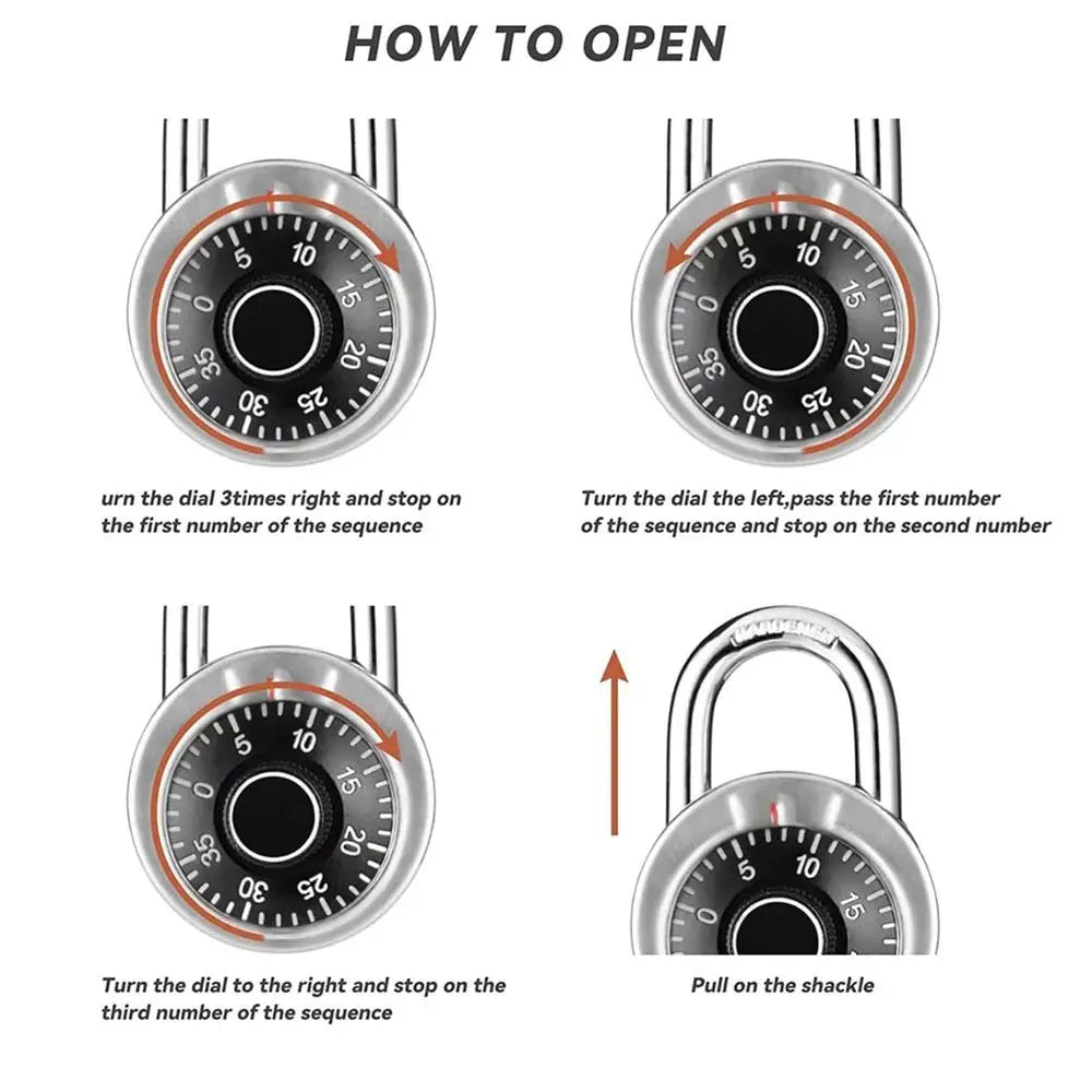 NEW High Security Dia Lock Stainless Steel Round Keyless Padlock Waterproof Digit Combination Lock Lock