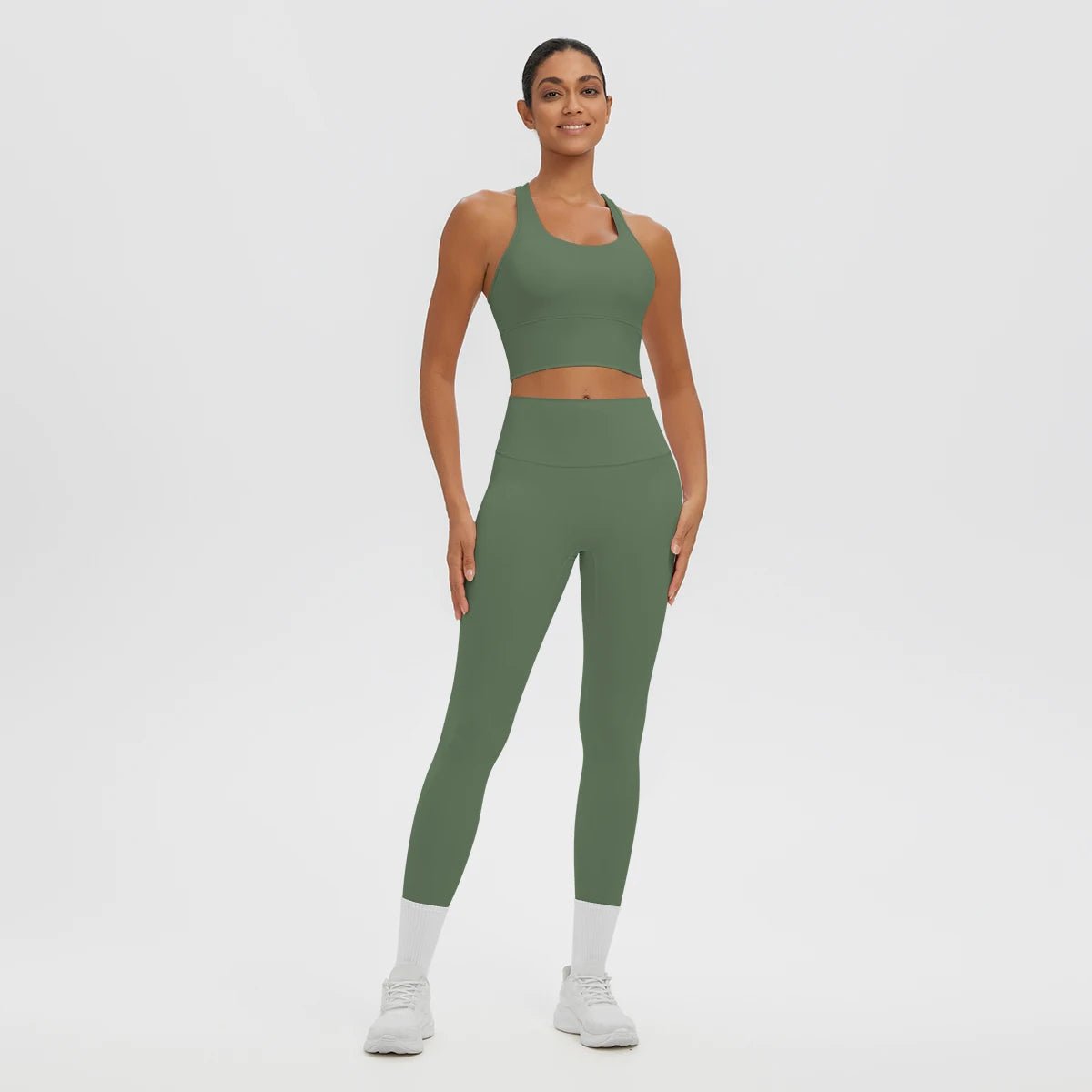 2PCS Women's Sports Pants Yoga Set Sexy Backless I-shaped Vest with Chest Pad Shock-absorbing Running Yoga Tank Top Yoga Pants