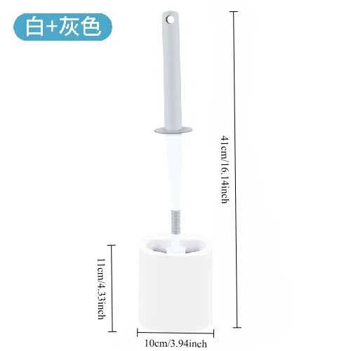 Wall Mounted Detergent Refillable Toilet Brush Set with Silicone TPR Brush Holder for Corner Cleaning Bathroom Tools