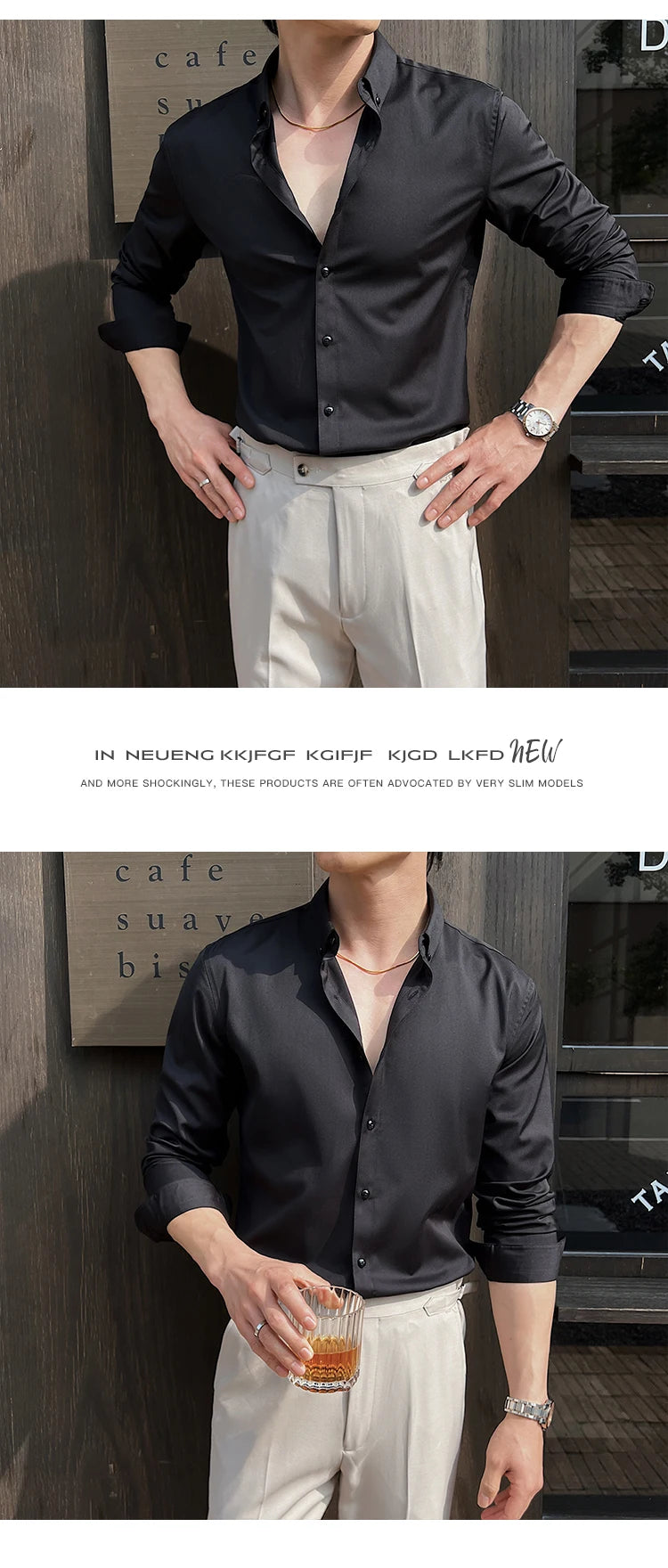 Shirts for Men Long Sleeve British Style Solid Casual Anti-wrinkle Soft Slim Fit Formal Dress Shirt Men Clothing Oversized 7XL-S