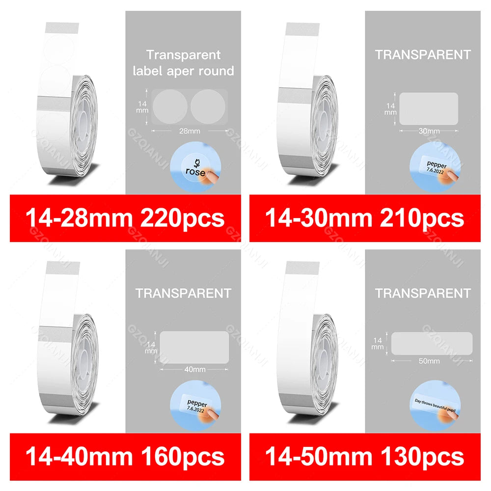Niimbot Transparents Clear Pure White Thermal Label Sticker Paper Roll Self-Adhesive Barcode Price Name Printing for D11 D110