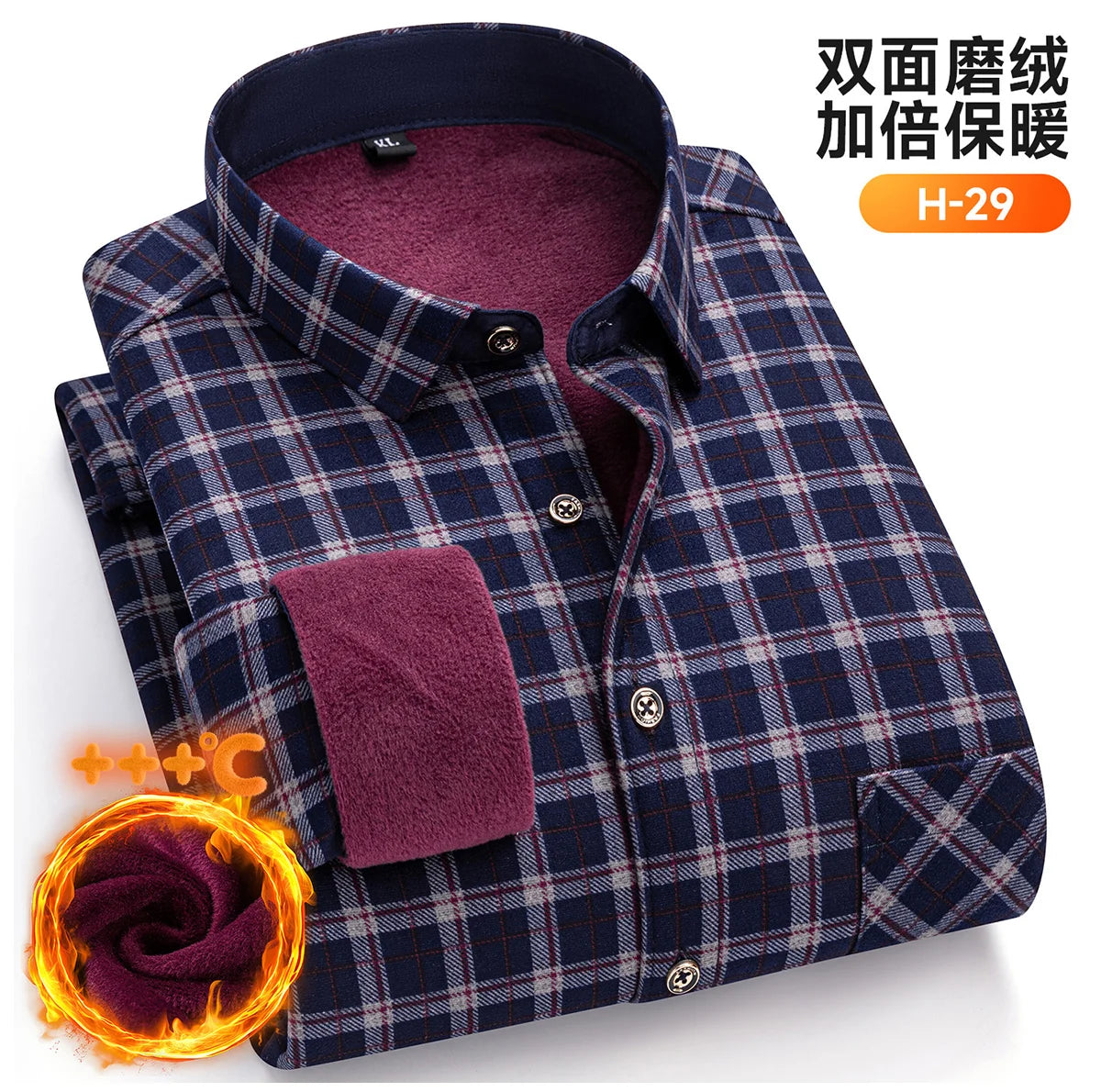 Plus Size 8XL 7XL 6XL Men's Thickene Shirt Long Sleeve Fleece Warm Winter Autumn Casual Soft Print Daily Thermal Male Clothing