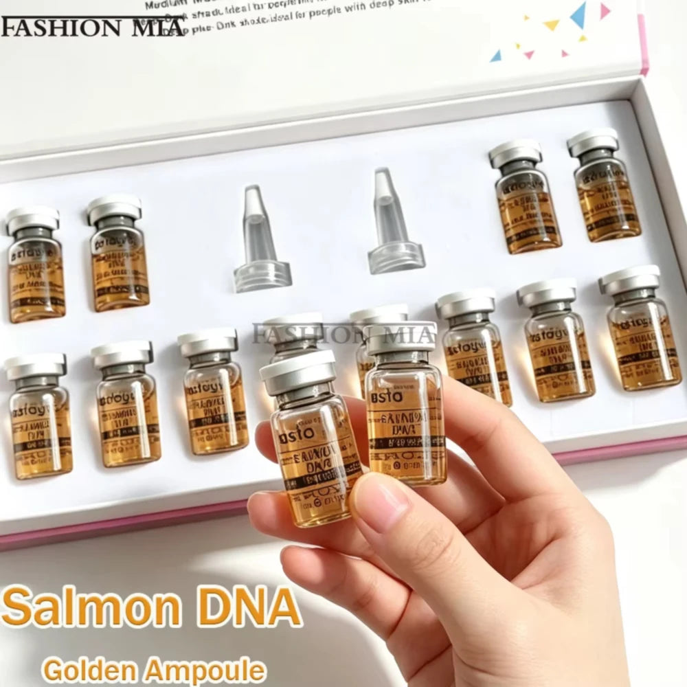 Korea Facial 8ml Salmon DNA Gold Ampoule Skin Booster Serum BB Cream Deep Hydration Rejuvenation Skin Care Kit