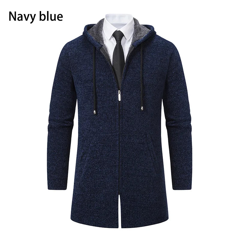 Men's Knitted Cardigan Casual Hooded Coat Slim Fit Autumn and Winter New Sweater Coat Men's Sweater