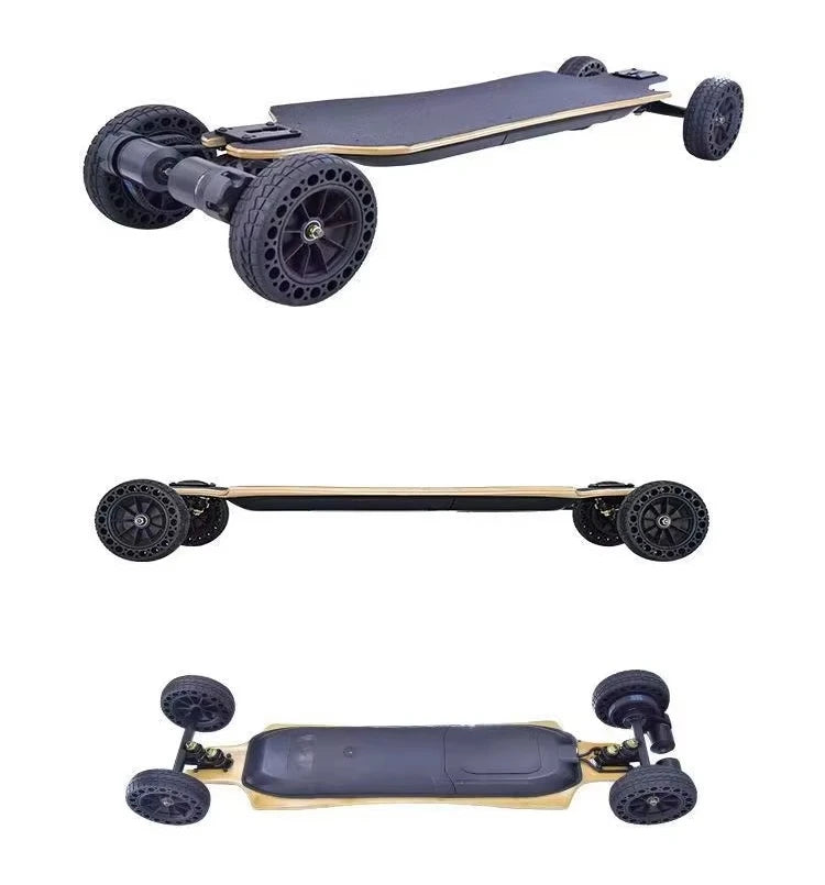 Dual motor off-road electric skateboard, 4-wheel all-terrain belt drive electric longboard