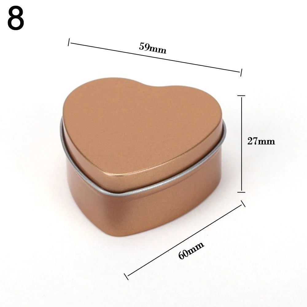 Heart Shape Metal Box Aluminum Tin Jar for Cream Balm Nail Candle Cosmetic Container Refillable Tea Cans Candy Packaging Box 1Pc