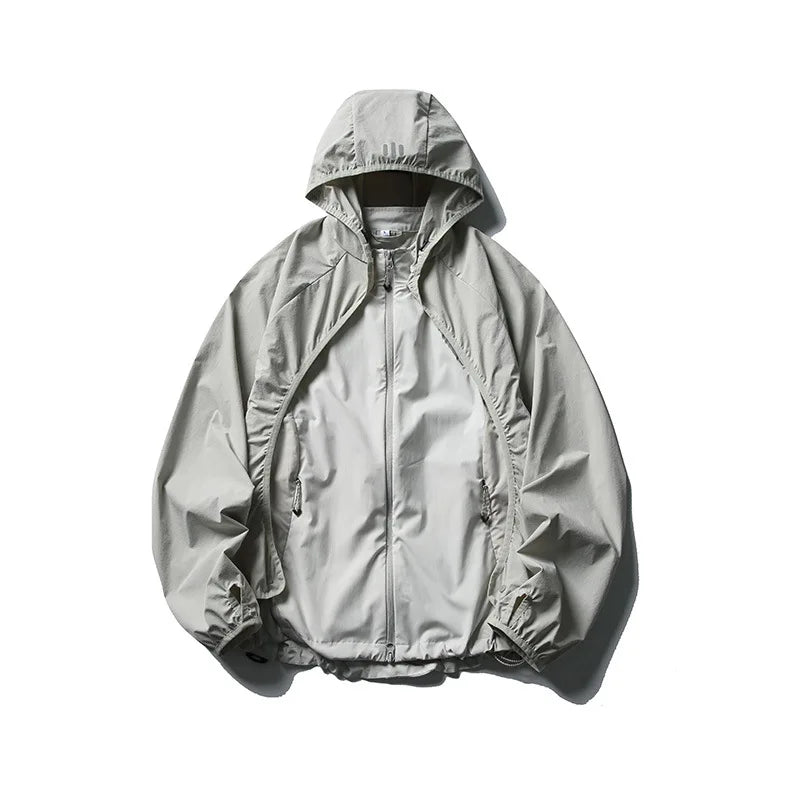 Coat + Vest Sets Varsity Jacket Men Outdoor Techwear Fashion Casual Track Hooded Sunscreen Cape Jacket Vest Women Cycling Coat