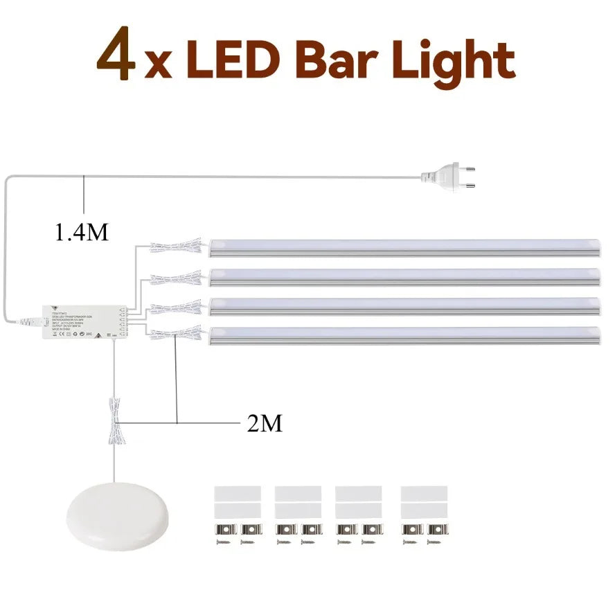 Sync Control Dimming Cabinet Light 1-6pcs LED Strip with Touch Sensor Switch for Kitchen Pantry Showcase Bedroom Closet Lighting
