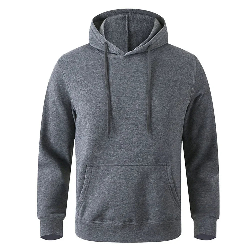 Winter Solid Color Men Hoodies Fleece Warm Mens Sweatshirt Fashion Men Fleece Warm Sweatshirt