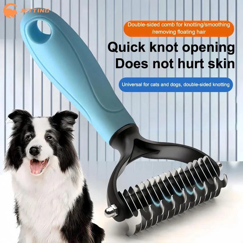 (New) 1Pcs Professional Pet Deshedding Brush 2 Sided Dematting Dog And Cat Hair Remover Grooming Shedding Supplie