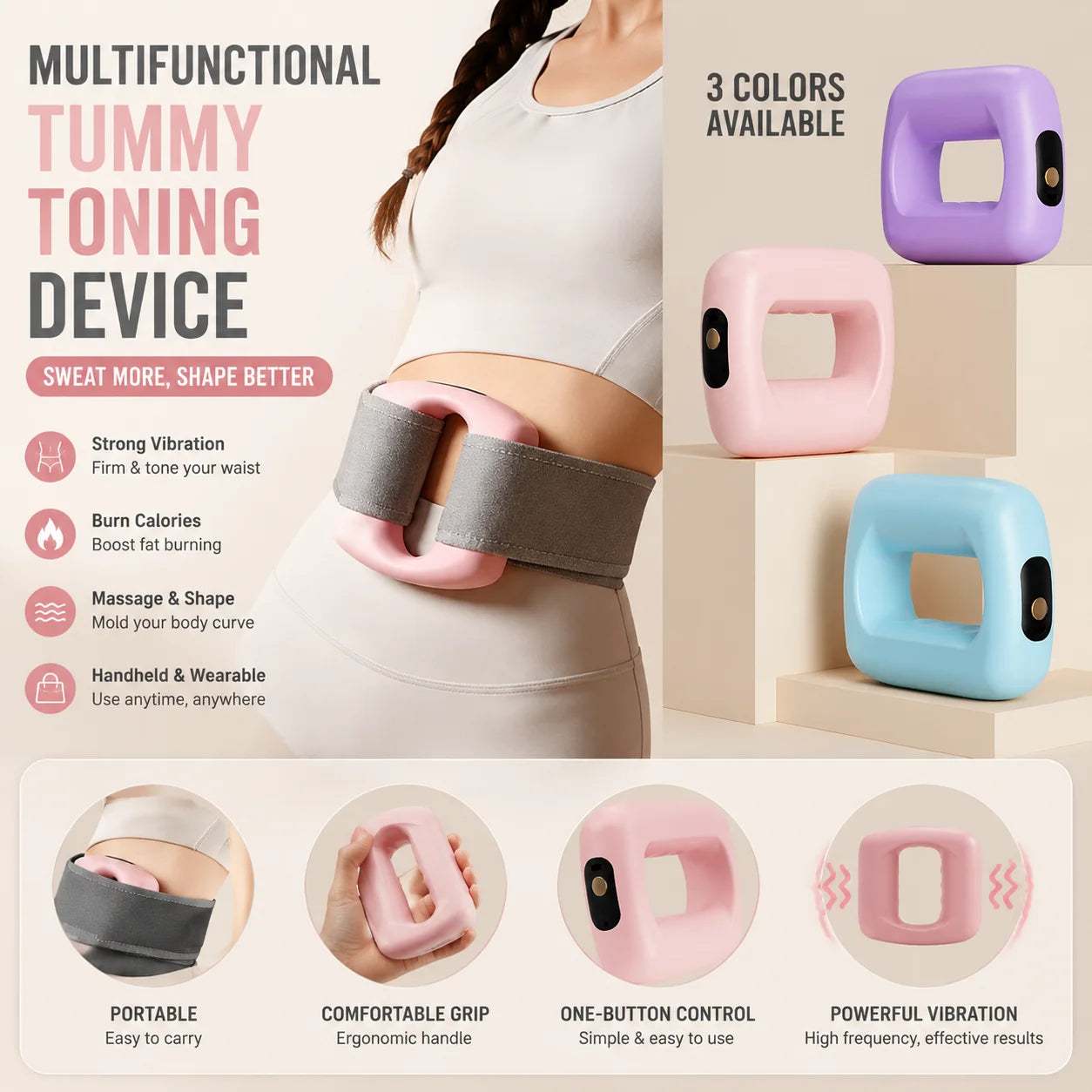 Mini Fat Shaking Massager USB Rechargeable Vibrating Muscle Relaxation Body Slimming Massage Device Portable Fitness Tool