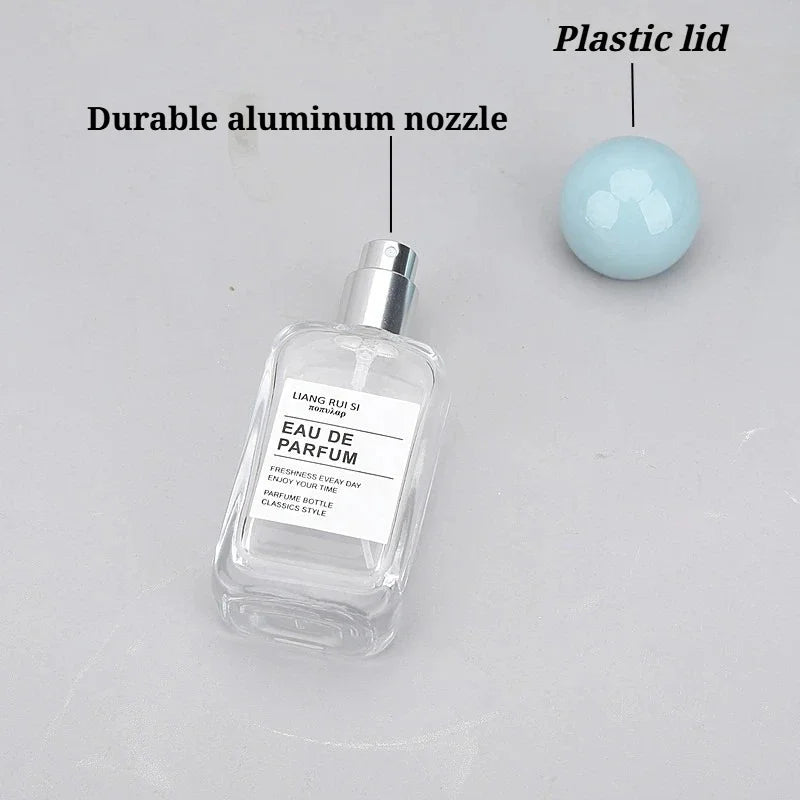 50ML 30ML Empty Clear Glass Spray Bottle Wood/plastic Lid Perfume Bottle Refillable Bottle Dispenser Fine Mist Portable Travel